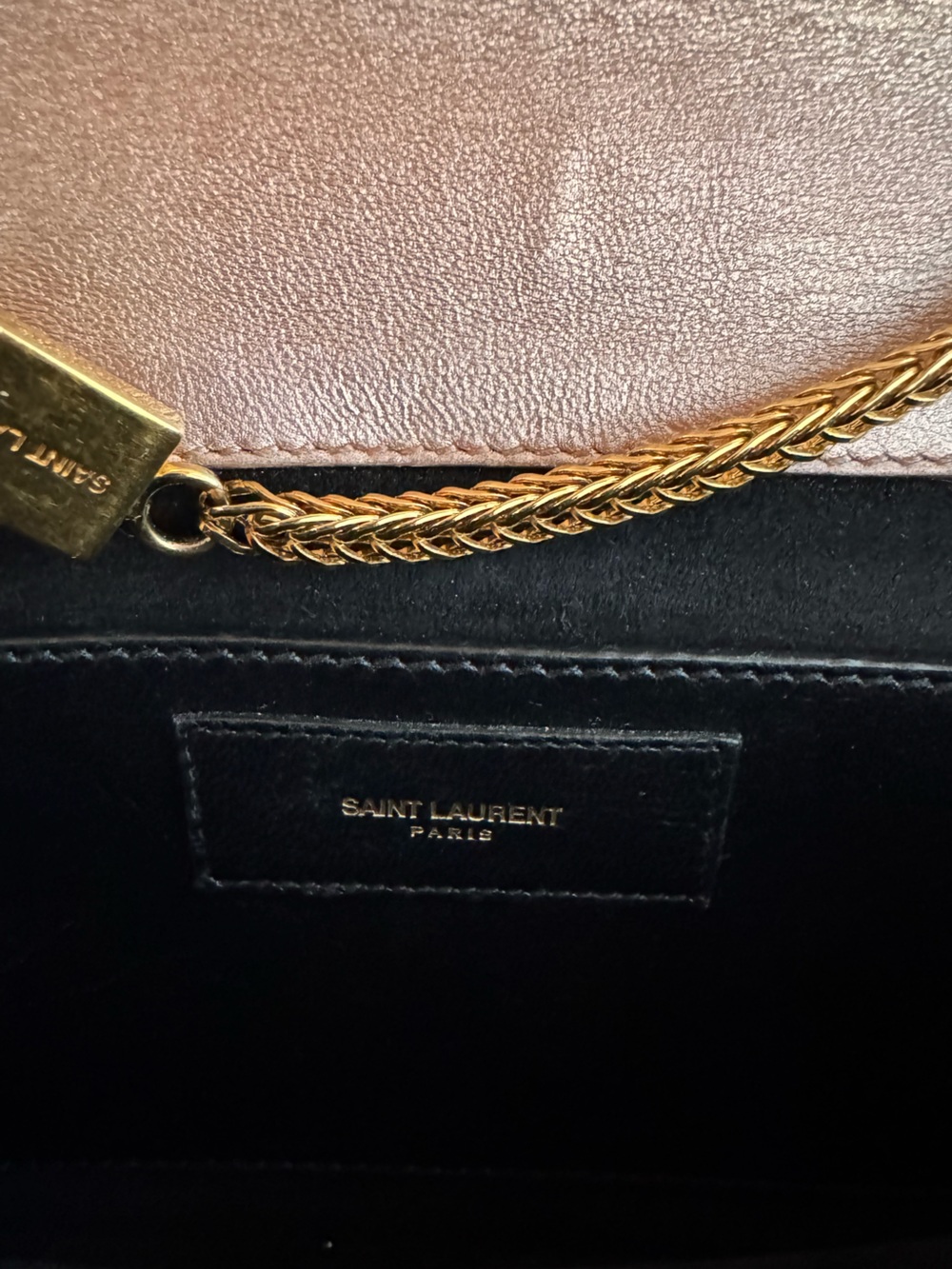 Yves Saint Laurent Metallic Rose Crossbody Bag with Gold Chain - Picture 6 of 13